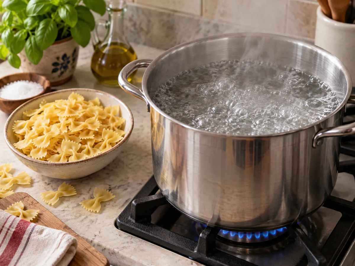 Фарфалле с говядиной и соусом лимон-чеснок | Фото подпункта 5 | Viva Cucina Фарфалле с говядиной и соусом лимон-чеснок: фото процесса приготовления — вскипятите большую кастрюлю воды и хорошо посолите