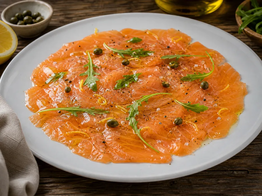 Карпаччо из лосося | Фото подпункта 15 | Viva Cucina Карпаччо из лосося: фото процесса приготовления — подавайте сразу или после короткого отдыха, когда блюдо выглядит собранным и аккуратным