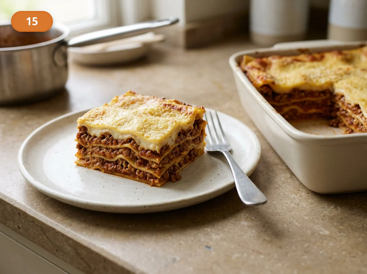 Лазанья болоньезе: фото процесса приготовления — нарежьте лазанью квадратом и подавайте аккуратный кусок со читаемыми слоями рагу, бешамеля и пасты