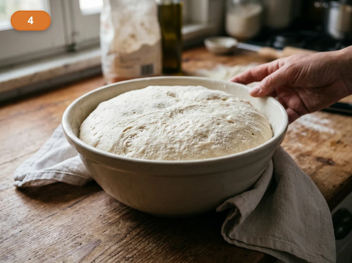 Пицца Маргарита: фото процесса приготовления — оставьте тесто до заметного увеличения в объёме, пока поверхность не станет мягкой и наполненной воздухом