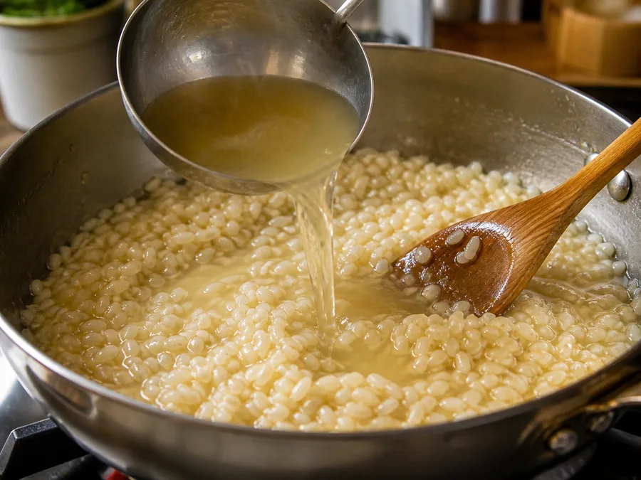 Ризотто с курицей | Фото подпункта 10 | Viva Cucina Ризотто с курицей: фото процесса приготовления — соедините подготовленные компоненты в широкой посуде, где их удобно перемешивать