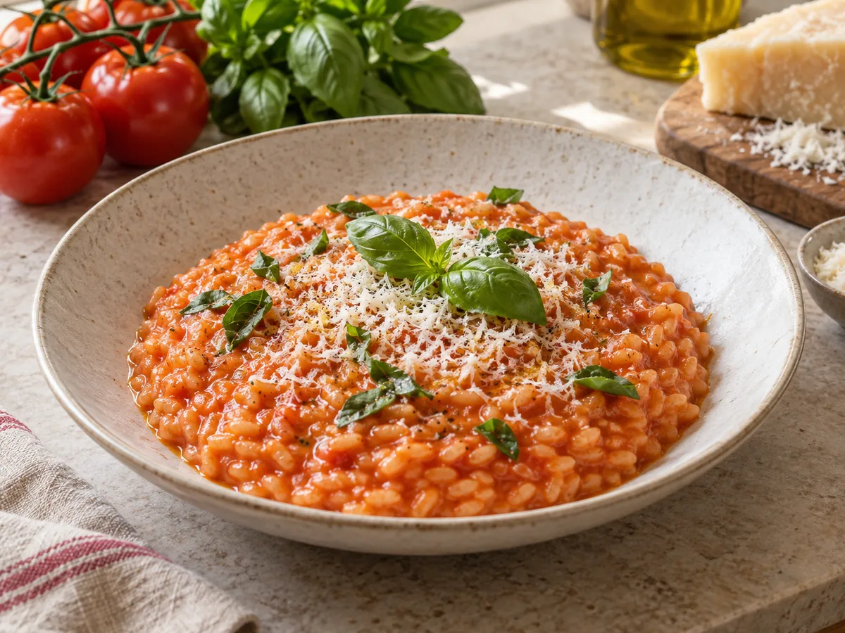 Ризотто с помидорами и базиликом | Фото подпункта 15 | Viva Cucina Ризотто с помидорами и базиликом: фото процесса приготовления — сразу разложите ризотто по тёплым тарелкам