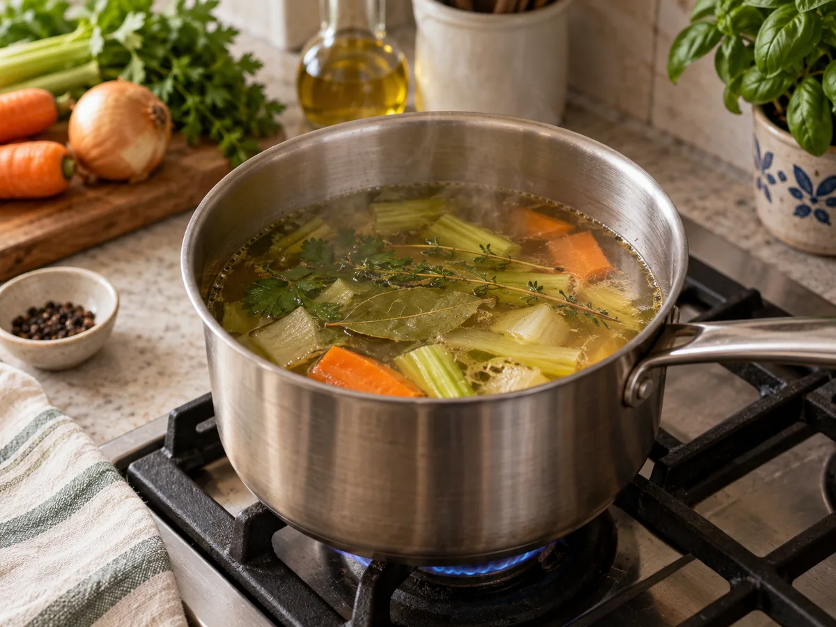 Ризотто с помидорами и базиликом | Фото подпункта 5 | Viva Cucina Ризотто с помидорами и базиликом: фото процесса приготовления — держите овощной бульон горячим