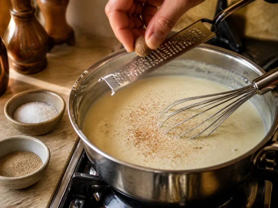 Соус бешамель | Фото подпункта 11 | Viva Cucina Соус бешамель: фото процесса приготовления — следите, чтобы крупные кусочки сохранили форму, а соус или соки распределились равномерно