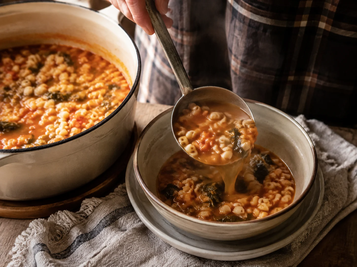 Суп с пастой и фасолью (Pasta e fagioli) | Фото подпункта 14 | Viva Cucina Суп с пастой и фасолью (Pasta e fagioli): фото процесса приготовления — добавьте зелень, масло, сыр, лимон или специи только если они поддерживают основной вкус