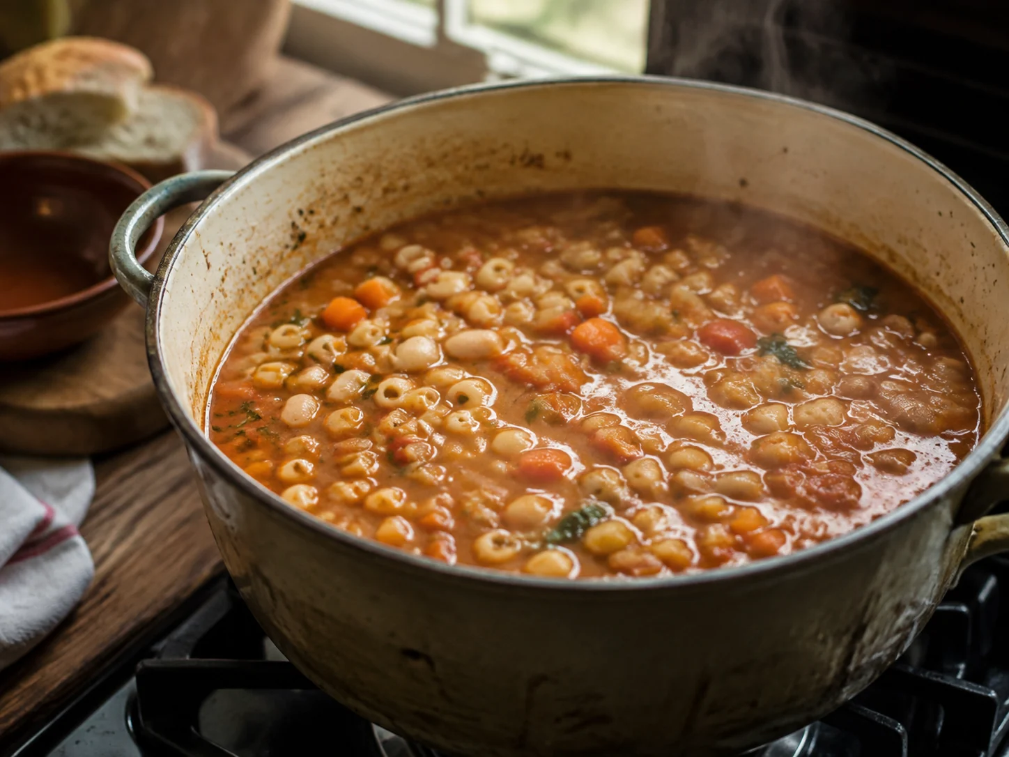 Суп с пастой и фасолью (Pasta e fagioli) | Фото подпункта 8 | Viva Cucina Суп с пастой и фасолью (Pasta e fagioli): фото процесса приготовления — помешивайте и контролируйте густоту, чтобы вкус концентрировался без пригорания