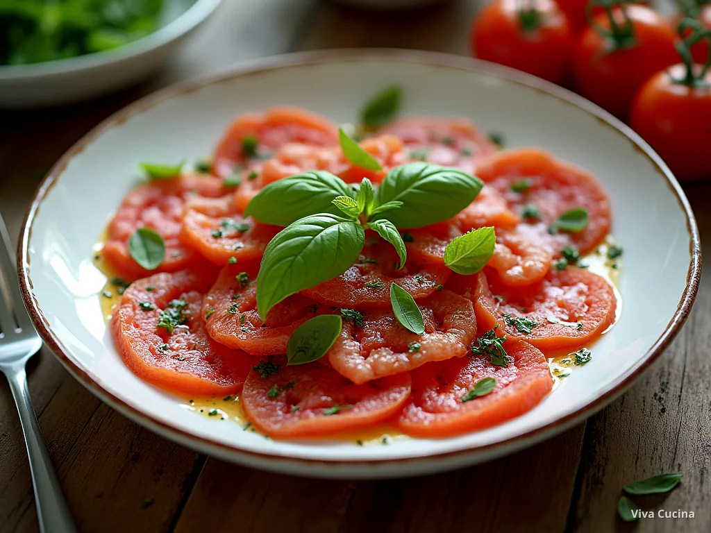 Карпаччо из говядины — готовое блюдо из категории «Закуски (Антипасти)» на сайте Viva Cucina