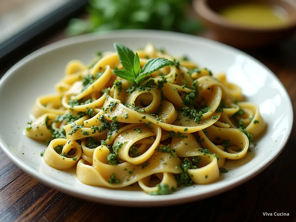 Паппарделле с курицей и песто — готовое блюдо из категории «Паста» на сайте Viva Cucina