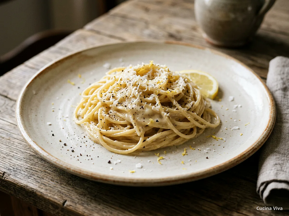 Паста с соусом качо э пепе и лимоном — готовое блюдо из категории «Паста» на сайте Viva Cucina