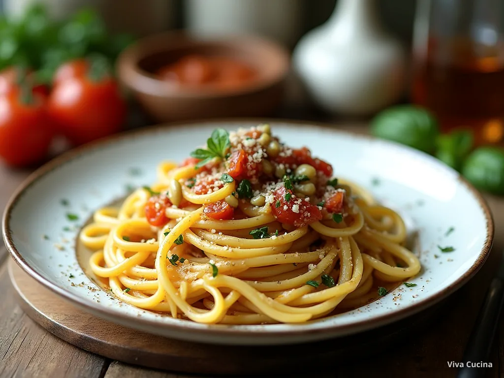 Пене с креветками и соусом из тунца и каперсов — готовое блюдо из категории «Паста» на сайте Viva Cucina