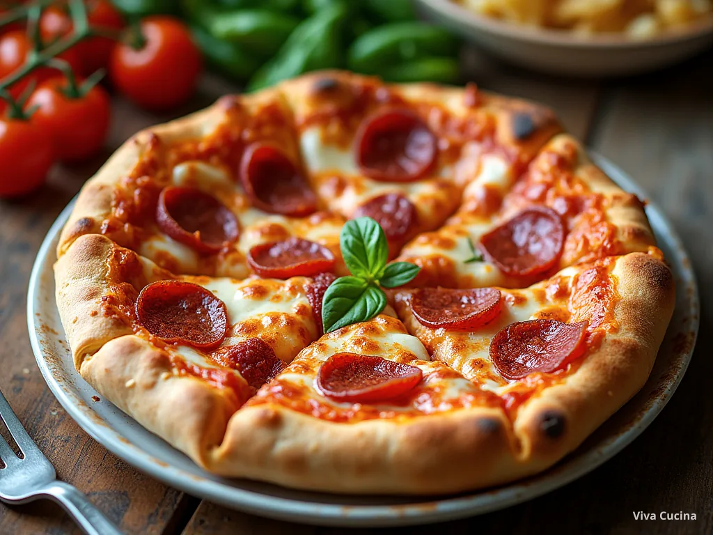 Пицца с начинкой: пепперони (острая салями) — готовое блюдо из категории «Пицца» на сайте Viva Cucina