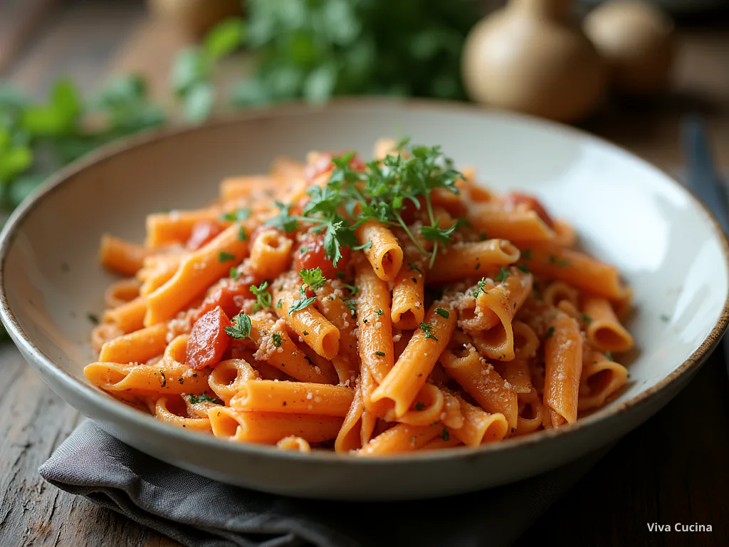 Ригатони с фасолью и томатно-базиликовым соусом — готовое блюдо из категории «Паста» на сайте Viva Cucina