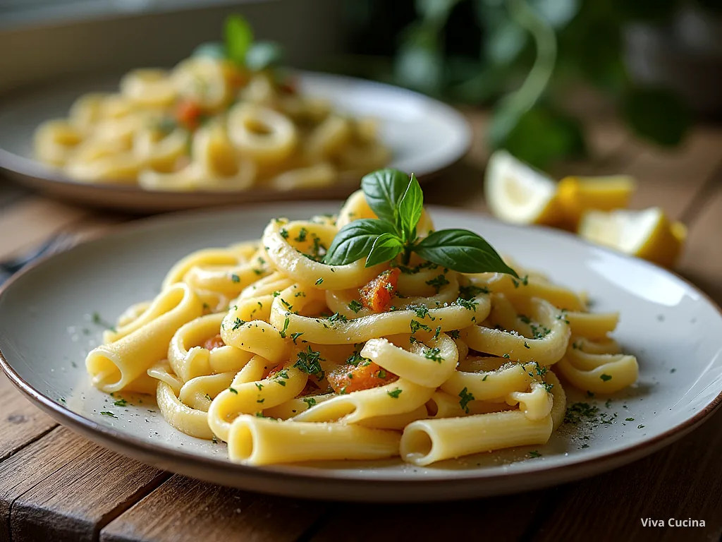 Ригатони с нутом и соусом лимон-чеснок — готовое блюдо из категории «Паста» на сайте Viva Cucina