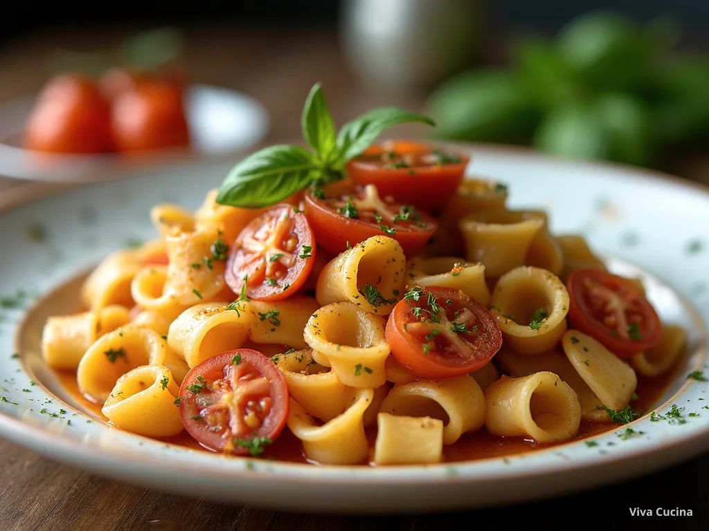 Ригатони с томатом и томатно-базиликовым соусом — готовое блюдо из категории «Паста» на сайте Viva Cucina