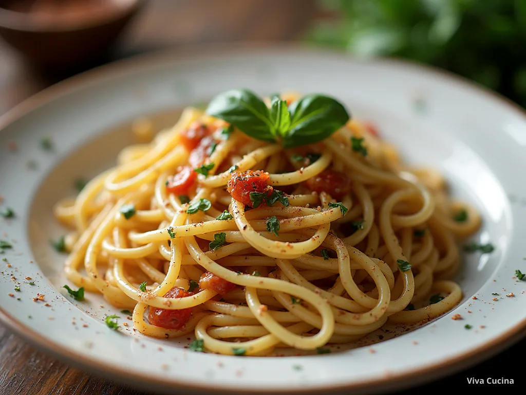 Спагетти с баклажаном и соусом из тунца и каперсов — готовое блюдо из категории «Паста» на сайте Viva Cucina